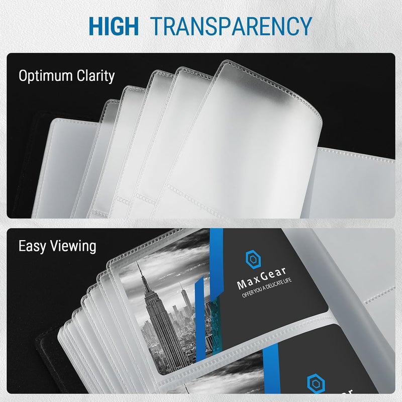 MaxGear Business Card Organizer, 240 Cards Book Portable Business Card Holder for Men & Women, Professional PU Credit Cards Binder File Storage, Black - Image 3